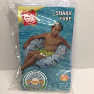 Play Day Shark Inner Tube Blue Inflated Size 31" Beach Pool Sea Fun Kids Family